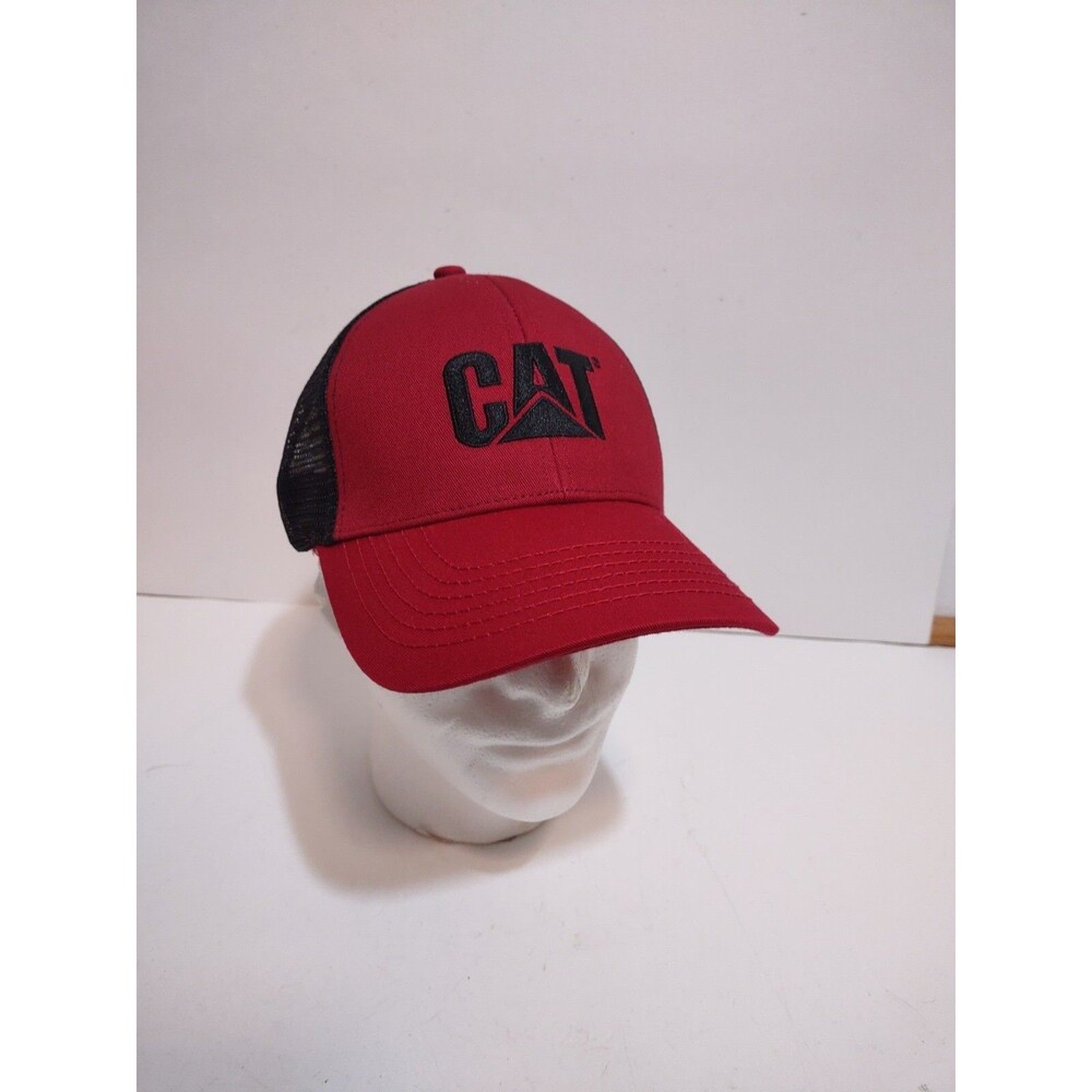CAT Branded Men's Red Snapback Trucker Cap Excellent Logo